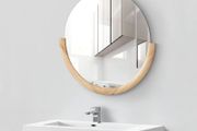 Wall Mirror 61 x 64 cm Round Natural  Frame for Hanging