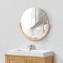 Wall Mirror 61 x 64 cm Round Natural  Frame for Hanging Image 3