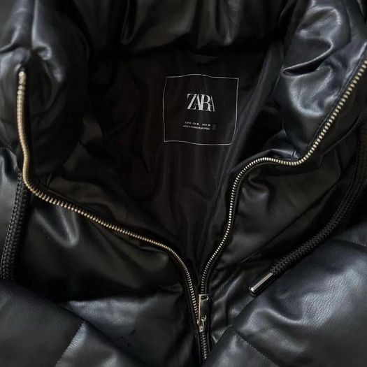 Zara leather Puffer coat jacket