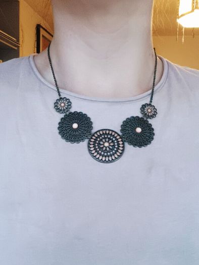 Statement necklace copper and coral