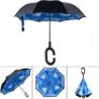 Double Layer Inverted Umbrellas Reverse Folding Umbrella Self-Standing Windproof UV Protection Big Straight Travel Umbrella for Car Rain Outdoor with C-Shaped Handle - Sky Image 2