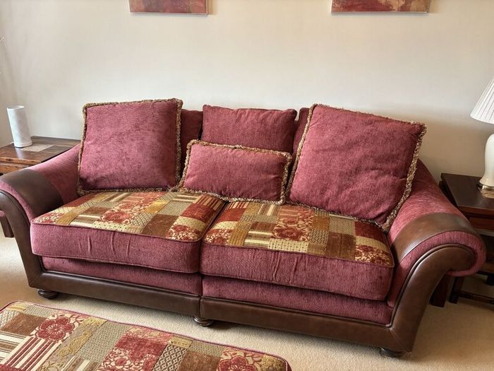 3-Piece Suite, Footstool & Solid Wood Furniture