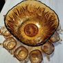 Vintage Amber Glass Punch Bowl Set Image 4