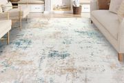 Extra Large Rugs for Living Room 160x230cm Beige Washable Carpet Rugs with Rubber Backing Non Slip Kids Carpet for Bedroom Playroom Nursery Dining Room