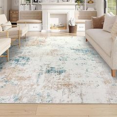 Extra Large Rugs for Living Room 160x230cm Beige Washable Carpet Rugs with Rubber Backing Non Slip Kids Carpet for Bedroom Playroom Nursery Dining Room