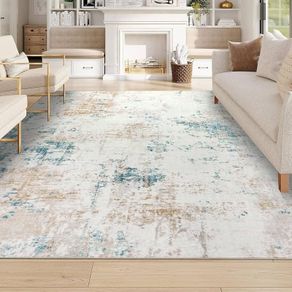 Extra Large Rugs for Living Room 160x230cm Beige Washable Carpet Rugs with Rubber Backing Non Slip Kids Carpet for Bedroom Playroom Nursery Dining Room