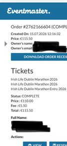 Irish Life Dublin Marathon Ticket