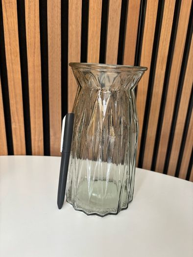 Clear Fluted Glass Vase - Tall Decorative Style
