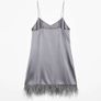 Zara Satin Dress With Feathers Image 3