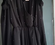 NEXT black chiffon layered playsuit with diamante detail Sz 6UK (Fit 8UK) - Bnwt Rrp 63