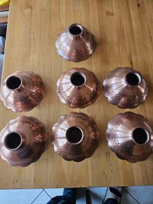 Hammered Cooper Light Shades X 7. In Very Good Condition  See Photos For Same.