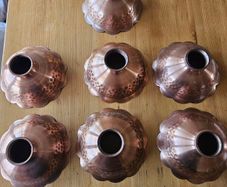 Hammered Cooper Light Shades X 7. In Very Good Condition  See Photos For Same.