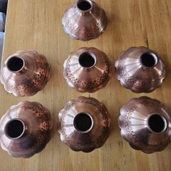 Hammered Cooper Light Shades X 7. In Very Good Condition  See Photos For Same.