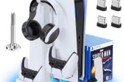 PS5 Stand with Cooling Fan and Headphone Holder, PS5 Cooling Fan with Dual PS5 Charging Station, PS5 Accessories for PS5 Console with 15 Game Slots (FREE POSTAGE)