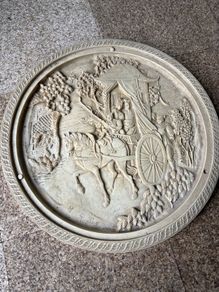 Vintage high relief Chinese Horse Carriage scene.