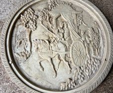 Vintage high relief Chinese Horse Carriage scene.