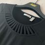 Punt Roma Womans T-shirt Top In Black With Caged Collar Cut Out At Front Size S Small Image 2