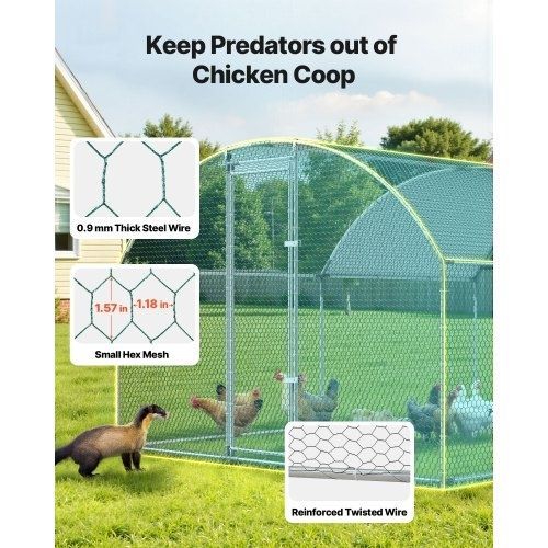 Large Metal Chicken Coop 3 x 3.97 x 2 m Walk-in Chicken Run House, Doom Roof Hen House Enclosure with Cover and Security Lock, Outdoor Duck Rabbit Cage Poultry Pen for Backyard, Farm, Yard Use