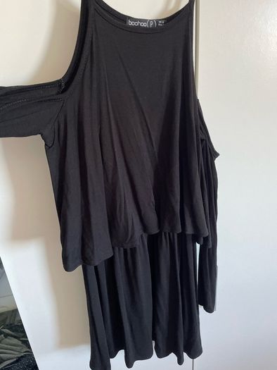 Black cold shoulder dress