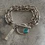 Antique Silver Plated Crystal Toggle Bracelet Image 6