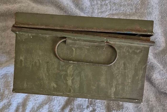 Vintage metal deed box.