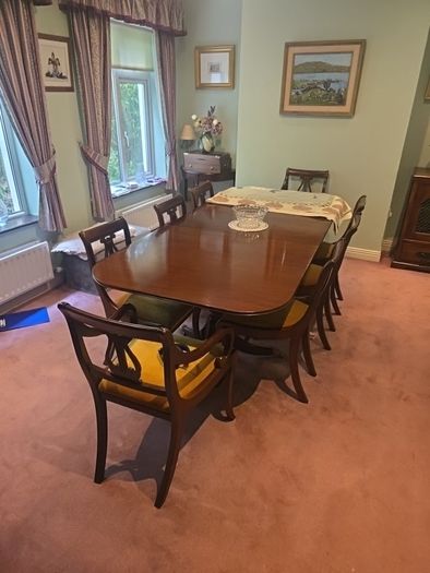 Dining Table And Chairs. 2 End Pieces And 6 Side Ones.  27886