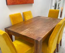 Solid oak dining table and 6 chairs