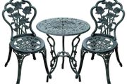 3 Pcs Cast Aluminum Bistro Set-Green