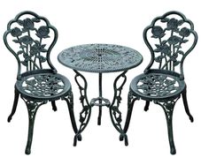 3 Pcs Cast Aluminum Bistro Set-Green