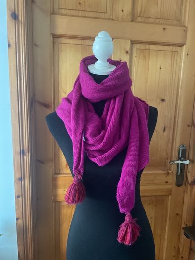 Fuchsia baby alpaca polyamide scarf shawl