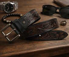 Premium Embossed Genuine Leather Belt Stylish Vintage Designer Belt Durable Formal & Casual Waist Belt