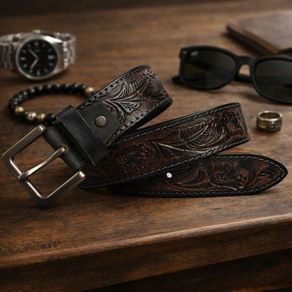 Premium Embossed Genuine Leather Belt Stylish Vintage Designer Belt Durable Formal & Casual Waist Belt