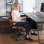 Office Chair, Ergonomic for Study, PU Leather, 360 Swivel Chair, Height-Adjustable Computer Chair for Office, Living Room, Bedroom (Brown) Image 7