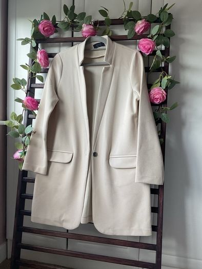 jacket beige longline marks & spencers size 8-10