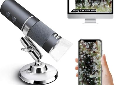 4K WiFi Microscope for iPhone/Android PC, 50 to 1000X USB Digital Microscope Wireless Super HD Endoscope Camera Compatible with All Cellphones iPad Android Tablet Windows Mac Chrome Linux (FREE POSTAGE)