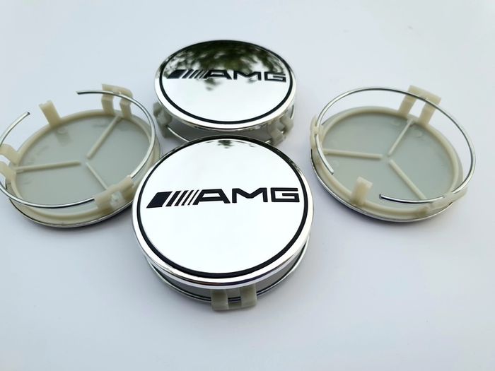 4x AMG SILVER Mercedes Benz 75mm Alloy Wheel Center Caps cap Hub Cover  E S C S CLK 75