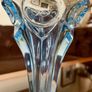 Vintage Art Deco Light Blue Pressed Glass Trumpet Vase made in Czechoslovakia 1930s Image 3