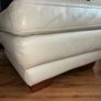 Cream leather pouffe Image 7