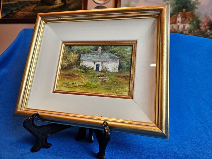 Original oil painting by Liz Fearon - likely titled "Abandoned Cottage, Killadoon"