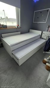 IKEA SLAKT Single Bed with Pull Out Bed, Storage and 2 Mattresses White