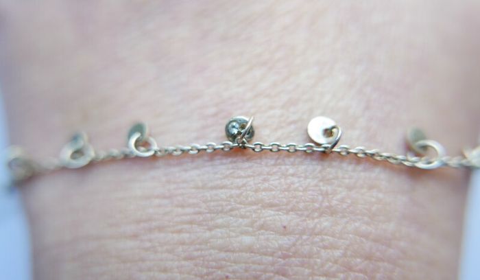 Vintage Sterling Silver925 Disc Charm Anklet Bracelet length 10" - 1,6g