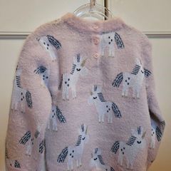 M&S Girls Fuzzy Unicorn Jumper 3-4 Years