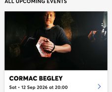 Cormac Begley Vicar Street Sat 12th Sept