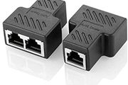 Cat6 RJ45 8P8C Plug to Dual RJ45 Ethernet Switch Adapter Black