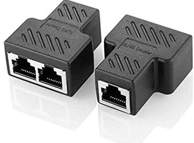 Cat6 RJ45 8P8C Plug to Dual RJ45 Ethernet Switch Adapter Black