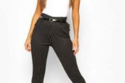 Black fabric trousers with stripes