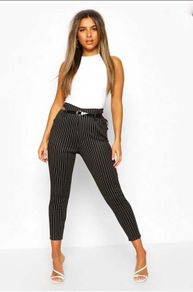 Black fabric trousers with stripes