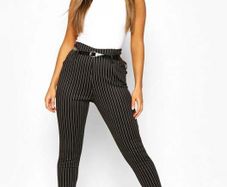 Black fabric trousers with stripes