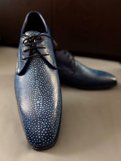Genuine Stingray Leather Shoes  Navy Blue
