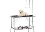 Adjustable Dog Grooming Table with 2 Loops and Basket
